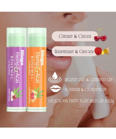 Buy SZZL Hemp & Acai Renewal Lip Balm - Raspberry Ginger & Cherry Cream - Nourishing Moisturizer for All Skin Types - 2 Pack + 3 Limited Edition Treats - Buy Online on GoSupps.com