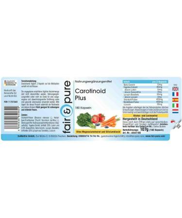Fair & Pure Carotenoid Complex - Vegan Beta-Carotene Lutein & Lycopene Capsules - No Magnesium Stearate - 180 Count - Buy Online on GoSupps.com