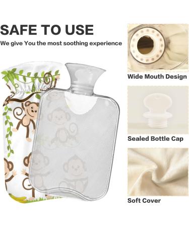 NAANLE Cartoon Monkey Hot Water Bottle - 1L Transparent Heat Bottle for Bed Hand & Foot Warmer Pain Relief & Cold Therapy - Buy Online on GoSupps.com
