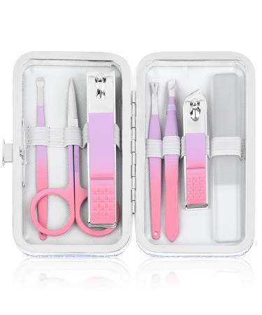 Manicure Set Women Nail Cancer Set Travel Manicure Kit With Glass Nail Files Stainless Steel Nail snap with case nail care kit nail kit nail body care set gift for women small-8PCs mermaid color