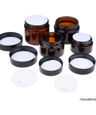 Kare & Kind Refillable Cosmetics Jars Kit | 4 Amber Glass Jars Lids & Labels | Perfect for Creams Oils & Powders - Buy Online on GoSupps.com