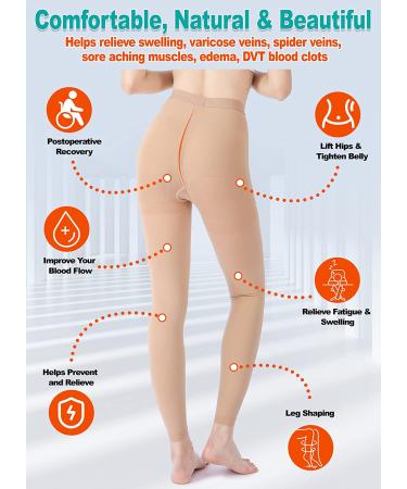 MAGANG Compression Pantyhose XX-Large 15-20mmHg - Footless Waist High Support Stockings for Varicose Veins, Edema, Swelling - Unisex Medical Pantyhose for Nursing - Beige - Buy Online on GoSupps.com