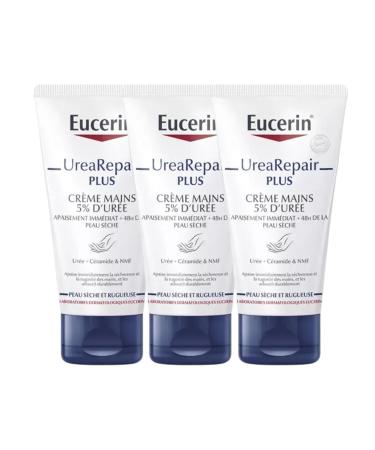 Urea Repair Plus Hand Cream | Immediately Soothes Dry Hands and Roughness | Long-Lasting Softens | Strengthens the Skin Barrier | Made in France | Pack of 3 x 75 ml