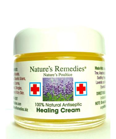 100% Natural Antiseptic Healing Cream Heals and Soothes Infected Skin Bed Sores Pressure Sores Wounds Painful Ulcers Itching Scrapes Rashes Cuts Burns Poison Ivy Eczema Psoriasis 2 oz.