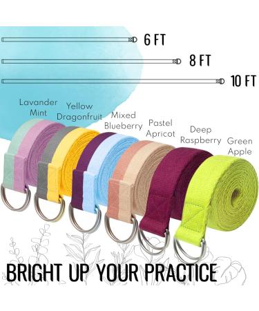TECEUM Spring 2023 Yoga Strap Cotton 8 ft - Adjustable Non-Slip Belt for Yoga, Pilates & Physical Therapy - Mixed Blueberry - Buy Online on GoSupps.com
