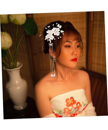 Beavorty 1 Pair antique hairpin headdress hanfu tassel clip chinese hair comb wedding hair chinese style hair clips bridal hair comb tassel hair clip emerald flower girl bride alloy - Buy Online on GoSupps.com