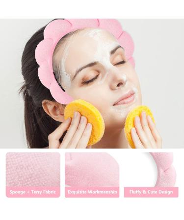 BIBYKIVN Sponge Spa Headband for Women - Pink | Face Washing, Makeup, Skincare, Shower, Hair Accessories - Buy Online on GoSupps.com