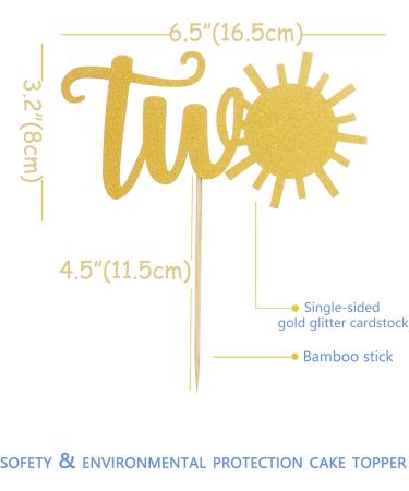 Sun Two Birthday Cake Topper - Single-sided Gold Glitter Sunshine 2nd Birthday Cake Smash Topper 2 Anniversary Party Decoration Photo Props 2 Anniversary Smash Cakes Topper. (Sun Two) - Buy Online on GoSupps.com