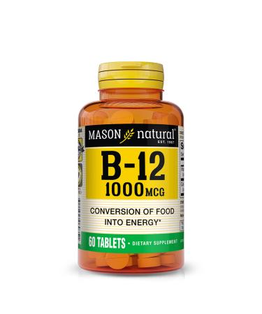 MASON NATURAL Vitamin B12 1000 mcg with Calcium - Healthy Conversion of Food into Energy Supports Nerve Function and Health 60 Tablets