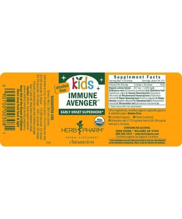 Herb Pharm Kids Immune Avenger Herbal Formula - Alcohol-Free & Certified Organic - 1oz - Buy Online on GoSupps.com