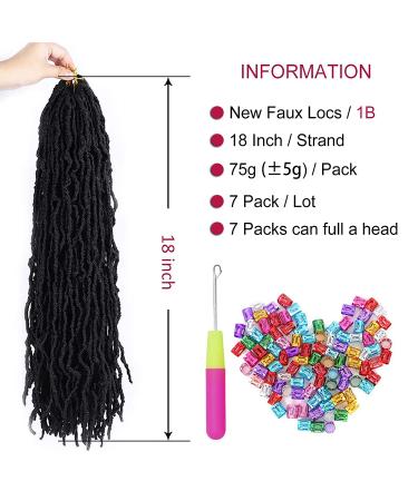 WECAN 18 inch Soft Locs Crochet Hair 7 Packs - Pre Looped Faux Goddess Locs Synthetic Braids #1B 18 Inch (Pack of 7) - Buy Online on GoSupps.com