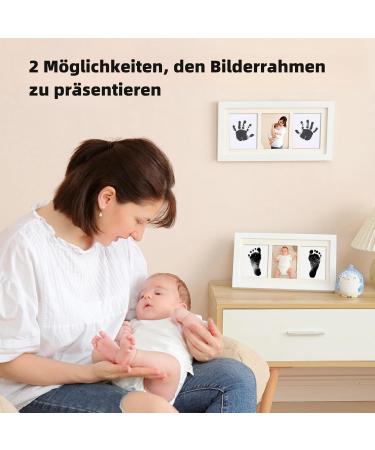 Pewingo Footprint & Handprint Baby Set | Ink-Free Stamp Pillows & Elegant Wooden Frame - Perfect Newborn Gifts for Babies Up to 6 Months - Buy Online on GoSupps.com