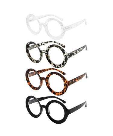 Eyekepper 4-pack Round Reading Glasses for Women Reading - Oversized Ladies Readers +1.50 4 Pack Mix Color 1.5 x