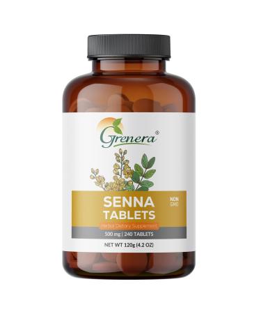 Grenera Senna Tablets 240 nos Made with Senna Leaf Powder Vegan Kosher Certified Laxative