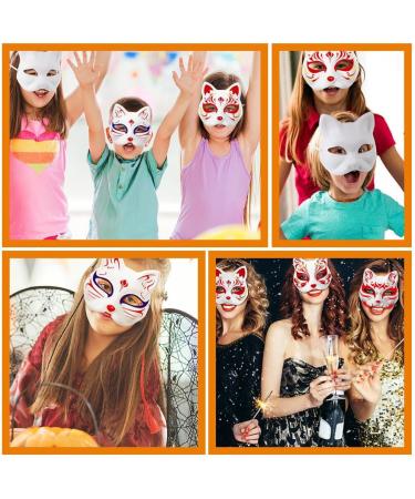 Buy Ifundom Cat Mask - 2 White Manual Paint Half-Face Masks for Halloween | Cosplay & Masquerade Accessories - Buy Online on GoSupps.com