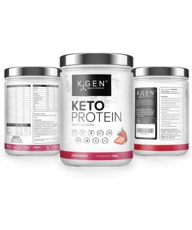 K-GEN Keto Collagen Protein Powder - Natural Multi Collagen with Strawberry, Coconut MCT, Vitamin C+B6 - UK Made for Keto, Paleo & Primal - 350g - Buy Online on GoSupps.com
