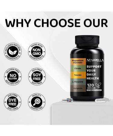 ACAPPELLA Magnesium Glycinate with Magnesium Citrate Capsules l theanine Supplement apigenin Capsules - apigenin Supplement l-theanine - 120 Count - Buy Online on GoSupps.com