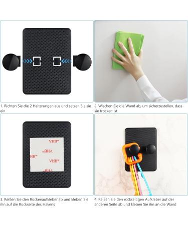 Fanshionide 6-Piece Razor Holder Shower & Multi-Purpose Hook Set - Self-Adhesive Wall Hooks for Bathroom Bedroom & Kitchen - Black - Buy Online on GoSupps.com