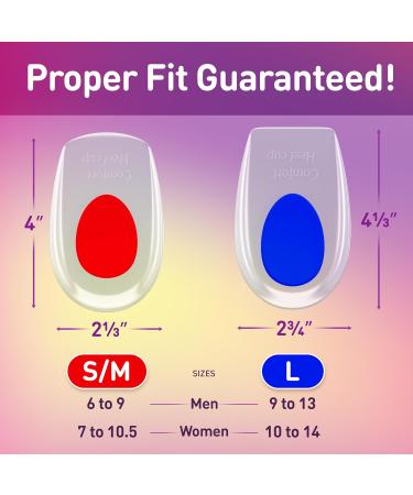 Heel Cups for Heel Pain Relief | Silicone Gel Inserts for Plantar Fasciitis | Shock Absorbing Cushion for Men & Women | Blue Size L - Buy Online on GoSupps.com