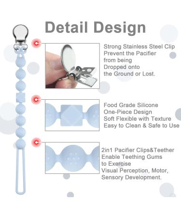 Kowlone Dummy Clips Boys Girls Silicone Soother Pacifier Chain Flexible Binky Holder Set with Texture for Teething Baby Unisex Newborn Dummies 1-Piece Design(Pastel Blue Glacier Grey) A: Pastel Blue Glacier Grey - Buy Online on GoSupps.com