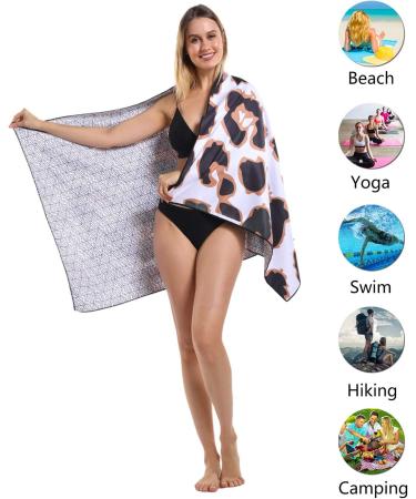 Leopard Microfiber Pool Sandproof Beach Towel - Fast Dry Sand Free Compact Towel for Outdoor Activities - Large 60x32 Leopard Print - Buy Online on GoSupps.com