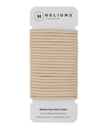 Cyndibands Beige Blonde No-Metal 4mm 1.75 Inch Elastic Hair Ties Color Match Ponytail Holders - 24 Count