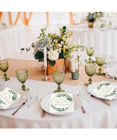 80 Piece Eucalyptus Green Fish Napkins | Vintage Disposable Table Decor for Communion Confirmation & Baby Party | Perfect for Young Girls - Buy Online on GoSupps.com