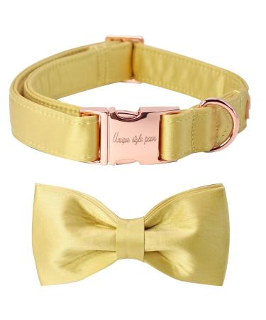 Unique Style Paws dog collar yellow satin dog collar with loop which fly adjustable pet collar gift for female or male medium dog m yellow