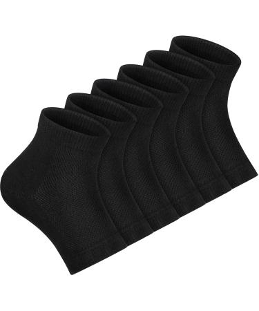 Moisturizing Socks 3 Pairs Soft Ventilate Gel Heel Socks Open Toe Socks for Dry Hard Cracked Skin Moisturizing Day Night Care Skin (Black Regular Size)