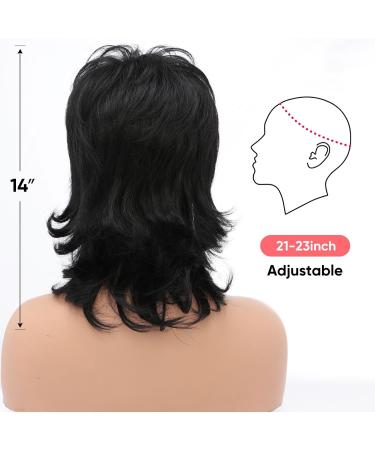 Bestung Short Black 80s Mullet Wig with Bangs - 12 inch Synthetic Hair for Daily & Party Wear - Women's Costume Cosplay Wig (Black) - Buy Online on GoSupps.com