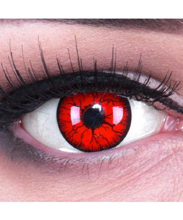 Funnylens 1 pair of colored red red crazy fun red lunatic contact lenses + + container from funnylens.Perfect for Halloween carnival carnival or carnival without prescription.