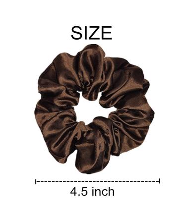 6 Pcs Satin Silk Hair Scrunchies Set - Dark Brown 4.5 Inch Hair Ties for Women and Girls - Buy Online on GoSupps.com