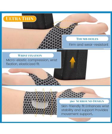 Ultra Thin Wrist Brace for Carpal Tunnel - Adjustable Lightweight & Breathable - Sport Support for Men & Women - Order a Size Up - Black - Buy Online on GoSupps.com