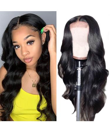 SHUQISH Lace Front Wigs Human Hair Wigs For Black Women Glueless Body Wave 4x4 Lace Closure Wigs Human Hair 150% Density Brazilian Virgin Hair Pre Plucked With Baby Hair Natural Color (22 Inch) 22 Inch 150% Density Natur...