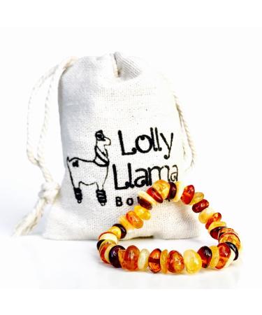 Lolly Llama Adult Baltic Amber Bracelet - All Natural Pain Relief for Adults to Help Migraines Sinus Arthritis and More! - Multi-Stone 