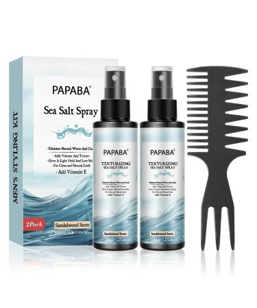 Sea Salt Spray for Men - Texturizing for Hair Hair Spray with Quinoa Protein VE Adds Instant Volume Texture Thickness & Light (Sandalwood Scent)