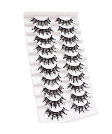 Losha 18mm Spiky Anime Fake Eyelashes 10 Pairs Handmade Faux Mink Lashes Pack - 02 Wet Look Lashes - Buy Online on GoSupps.com
