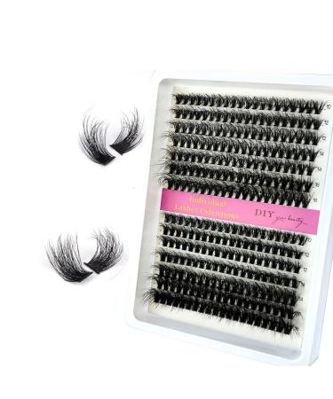 15 Rows Fluffy Cluster Lashes 60D+80D+100D Natural Thick Eyelash Clusters D Curl Individual Lashes DIY Eyelashes Extension (14Rows 40P60P)