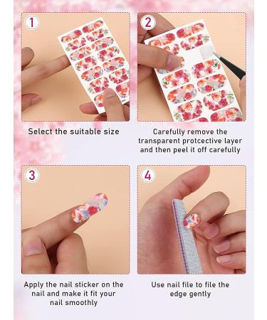 Kalolary Flower Nail Polish Stickers - 14 Sheets, Colorful Floral Design, Self-Adhesive Decals for Manicure - Includes Nail File - Buy Online on GoSupps.com