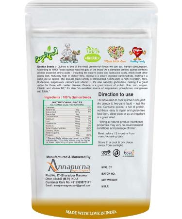 NENA Quinoa Seeds | Gluten Free Non-GMO | Whole Grain White Quinoa Seeds - 200 GM - Buy Online on GoSupps.com