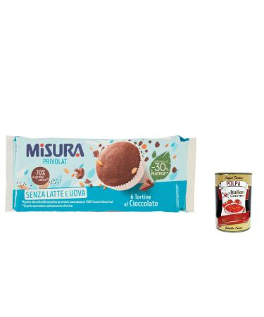 Italian Gourmet E.R. Misura Tortine al Cioccolato Privolat Chocolate Cakes without Milk or Eggs 240 g + Italian Gourmet Polpa 400 g Pack of 12