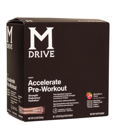 Mdrive Accelerate Pre-Workout Powder Single Serving Packets Mixed Berry 30 Count (Stimulant Mixed Berry)
