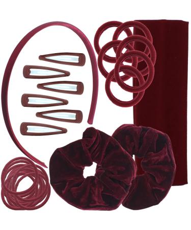 Topkids Accessories 28pc School Hair Accessories Gift Set Hair Accessories for Girls Hair Clip Hair Colour Girls Hair Accessories Gift Set Hair Clip Hair Band Hair Bands for Girls (Burgundy)