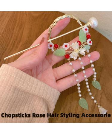 HawZeerLy Chinese Hair Sticks Tassel Chinese Hair Sticks Hanfu Pearl Hair Chopsticks Chinese Hair Jewelry Accessories for Women Girls - Buy Online on GoSupps.com