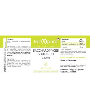 Fair & Pure - Saccharomyces boulardii - 120 capsules - 6 4 milliards de levures probiotiques sous forme de DRcaps - Buy Online on GoSupps.com