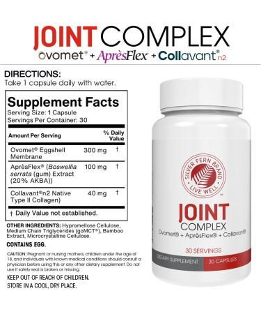 Silver Fern Brand Joint Complex Daily Joint Support with Apr sFlex Boswellia Ovomet Eggshell Membrane & Type II Collagen 120 Capsules 30-Day Supply - Buy Online on GoSupps.com