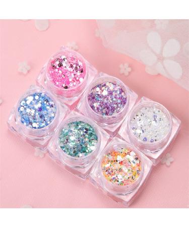 Nail Art Sequins Glitter 3D Nails Glitter Metallic Shining Flakes Irregular Iridescent Acrylic Powder Dust Sequins Sparkle Manicure for Nails Art Manicure Decoration Eyes Face Body DIY Craft