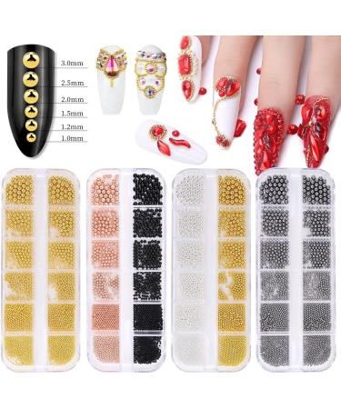 Feifei S Bow 3D Nail Art Decorations Tool - Mini Micro Steel Nail Beads in Gold Box (6 Sizes) - Buy Online on GoSupps.com