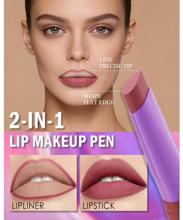  Lestpola Matte Crayon Lipstick Pencil 2-in-1 Waterproof Lip Liner Long-Lasting Non-Stick Cup Smooth Texture High Pigmentation Matte Velvet Lip Contour Makeup for Women - Buy Online on GoSupps.com