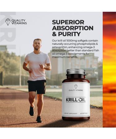 QUALITY VITAMINS - Krill Oil 1000mg Omega - 3 Fatty Acids EPA DHA Fish & Cod Liver Oil 60 Softgels Dietary Supplements - Buy Online on GoSupps.com